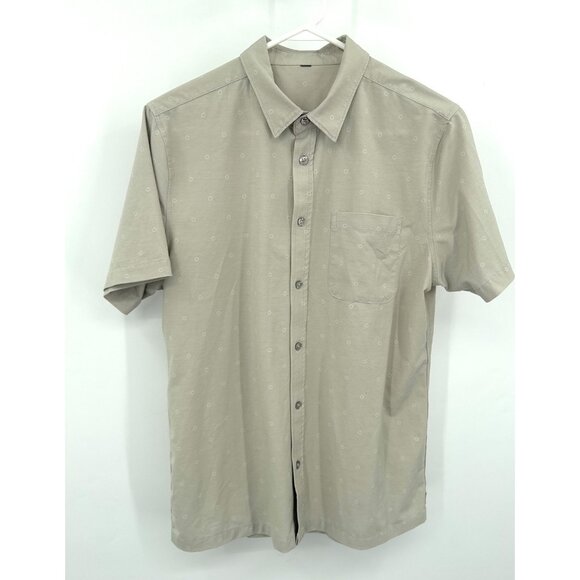 Vuori Shirt Medium Mens Green Gray Short Sleeve Stretch Casual Pocket - Picture 1 of 5